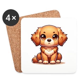 Digitale Illustration eines niedlichen Golden Retrievers - Untersetzer (4er-Set) - Weiß - Vorne