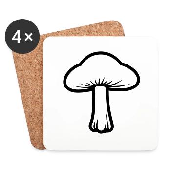 Pilz - Untersetzer (4er-Set) - Weiß - Vorne