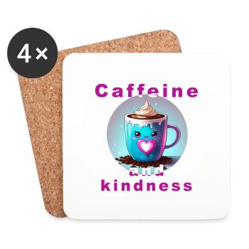 Loving coffee mug with message "Caffeine and kin - Coasters (set of 4) - white - Front