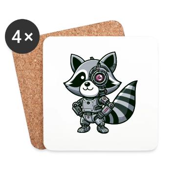 Cool Raccoon Robot - Coasters (set of 4) - white - Front