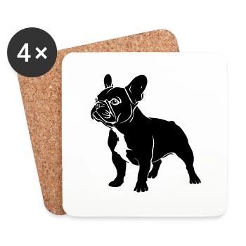 French Bulldog - Coasters (set of 4) - white - Front