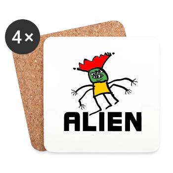 Außerirdischer - Untersetzer (4er-Set) - Weiß - Vorne