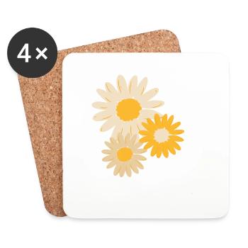 Gelbe Blüten - Untersetzer (4er-Set) - Weiß - Vorne