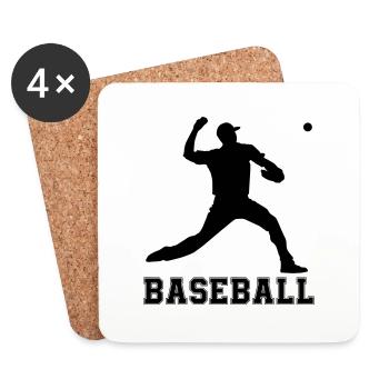 base-ball - Dessous de verre (lot de 4) - blanc - Devant