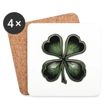 Trèfle / porte-bonheur / symbole / charme irlandais - Dessous de verre (lot de 4) - blanc - Devant