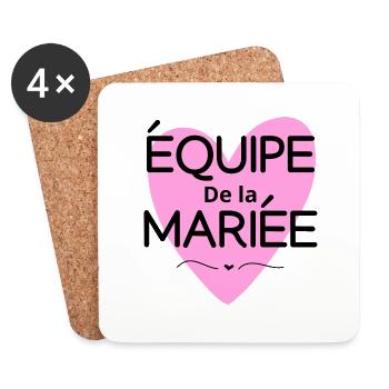 Matching bridal team heart pink-tshirt - Coasters (set of 4) - white - Front
