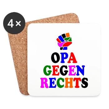 Opa gegen rechts - Untersetzer (4er-Set) - Weiß - Vorne