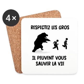 respectez les gros - Dessous de verre (lot de 4) - blanc - Devant