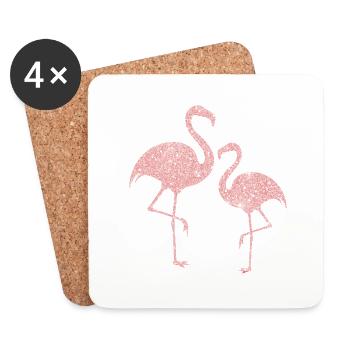 Glitter Pink Flamingo - Coasters (set of 4) - white - Front