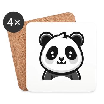 Panda Bear: Cartoon Theme - Coasters (set of 4) - white - Front