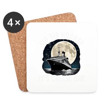 Sip Sip Hooray It's Cruise Day Cruise Ship - Coasters (set of 4) - white - Front