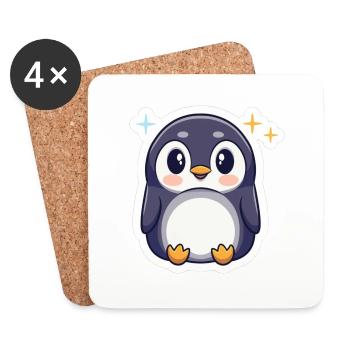 Amoureux des pingouins - Dessous de verre (lot de 4) - blanc - Devant