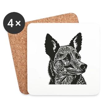 Dog Pet Barking Bello Puppy Dog Dog Snout - Coasters (set of 4) - white - Front