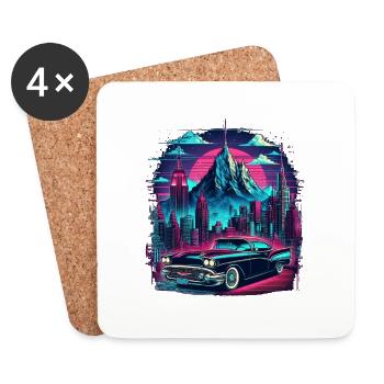 voiture vintage americaine et sportive - Dessous de verre (lot de 4) - blanc - Devant