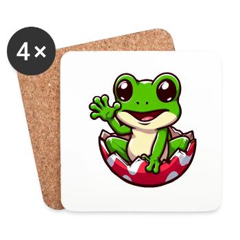 Colorful Easter Egg with Hatching Frog Design - Coasters (set of 4) - white - Front
