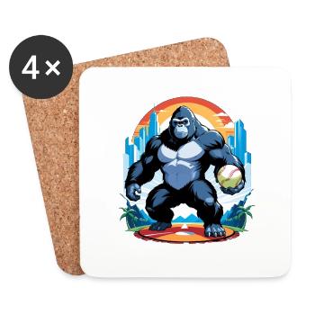 Gorilla with Gold Chain - Coasters (set of 4) - white - Front