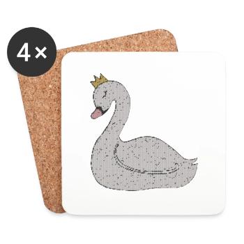 Tissu de cygne - Dessous de verre (lot de 4) - blanc - Devant