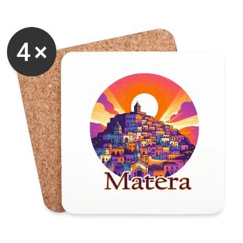 Matera Italie Coucher de soleil Violet Couleurs Chaudes - Dessous de verre (lot de 4) - blanc - Devant