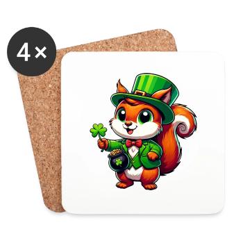 Écureuil de la Saint-Patrick : Design festif - Dessous de verre (lot de 4) - blanc - Devant