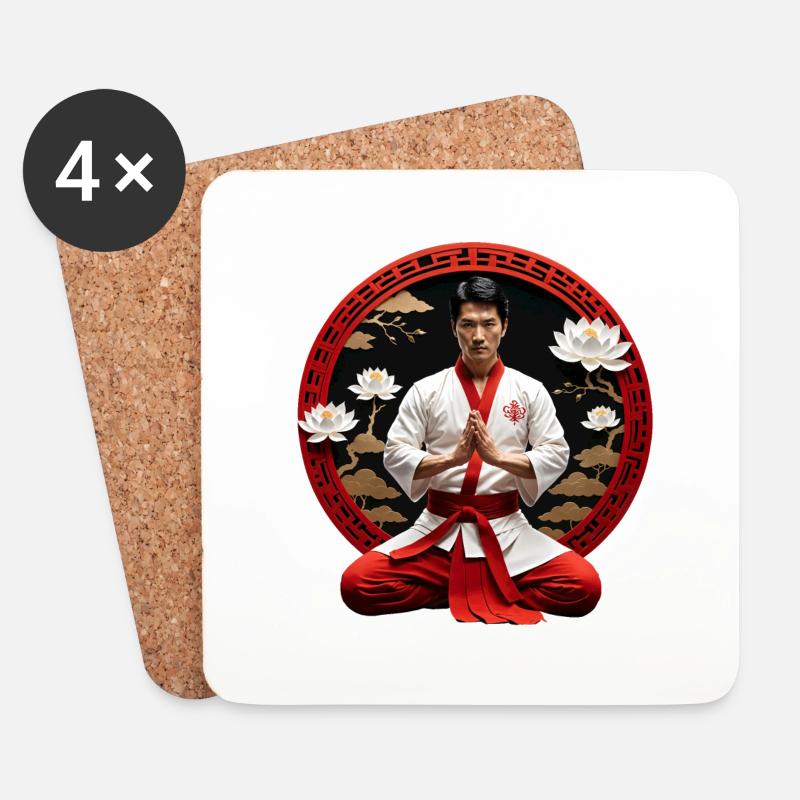 Inner Peace with Kung Fu - Coasters (set of 4) - white
