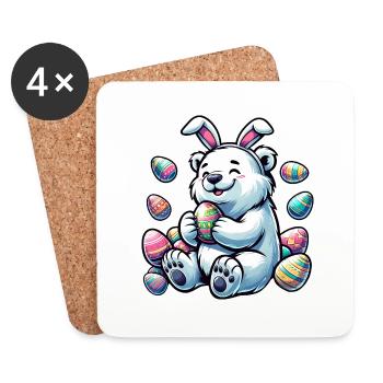 Cartoon Polar Bear Easter Egg Motif - Coasters (set of 4) - white - Front