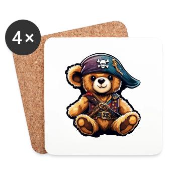 Teddybär / Kuscheltier / Stofftier / Geschenkidee - Untersetzer (4er-Set) - Weiß - Vorne