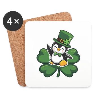 St. Patrick's Day Pinguin: Niedliches - Untersetzer (4er-Set) - Weiß - Vorne