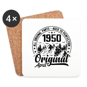 1950 avril Original : 74 Ans cadeau Anniversaire - Dessous de verre (lot de 4) - blanc - Devant