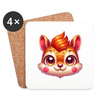 Mignon écureuil noix Animal Lover Design - Dessous de verre (lot de 4) - blanc - Devant