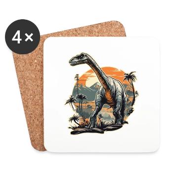 Dinosaur / Animal / Prehistoric / Reptile / Boys - Coasters (set of 4) - white - Front
