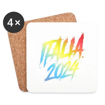 Italia 2024 Bunt Urlaub Team - Untersetzer (4er-Set) - Weiß - Vorne