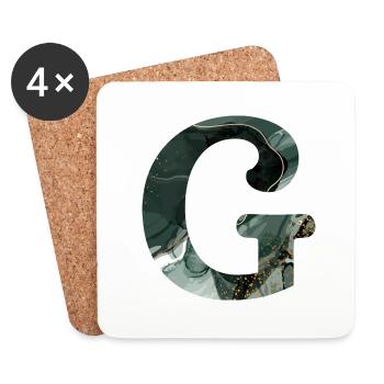 Letter g marbled green - Coasters (set of 4) - white - Front