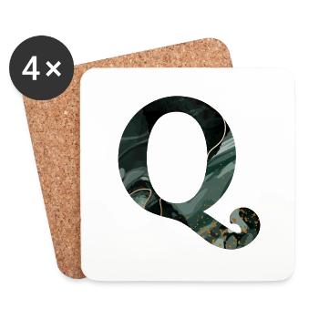 Letter q marbled green - Coasters (set of 4) - white - Front