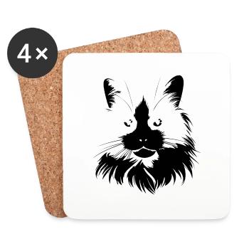 Katze, katzenmotiv - Untersetzer (4er-Set) - Weiß - Vorne