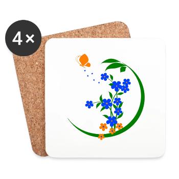 Garden Flowers Butterfly - Coasters (set of 4) - white - Front