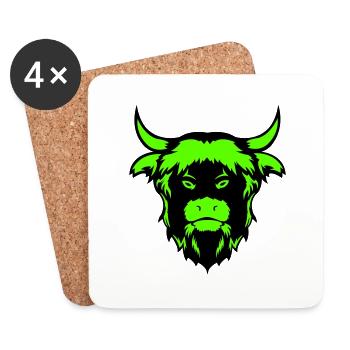 taureau de buffle - Dessous de verre (lot de 4) - blanc - Devant