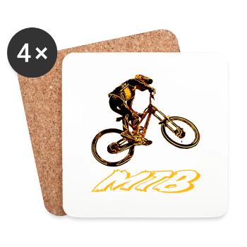 Downhill-Mountainbiken - Untersetzer (4er-Set) - Weiß - Vorne