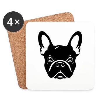 French Bulldog - Coasters (set of 4) - white - Front