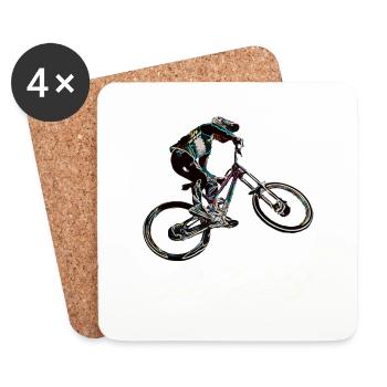 Downhill-Mountainbiken - Untersetzer (4er-Set) - Weiß - Vorne