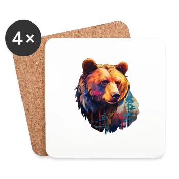 Bear colorful in the wild - Coasters (set of 4) - white - Front