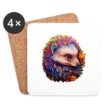 Igel psychedelisch - Untersetzer (4er-Set) - Weiß - Vorne