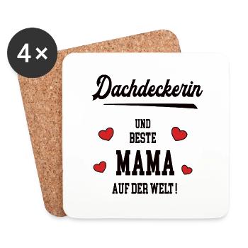 Beste Mama Dachdeckerin Muttertag Geburtstag - Untersetzer (4er-Set) - Weiß - Vorne