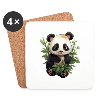 Panda Mignon - Dessous de verre (lot de 4) - blanc - Devant