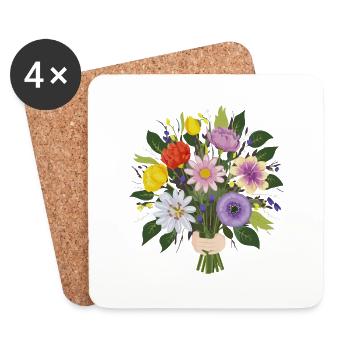 Garden Flower Bouquet - Coasters (set of 4) - white - Front