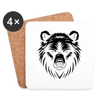 Bär Logo Stilisiert - Untersetzer (4er-Set) - Weiß - Vorne