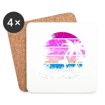 Vacation early summer late summer summer holiday holiday sea - Coasters (set of 4) - white - Front