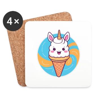 Eis mit Ohren - Untersetzer (4er-Set) - Weiß - Vorne
