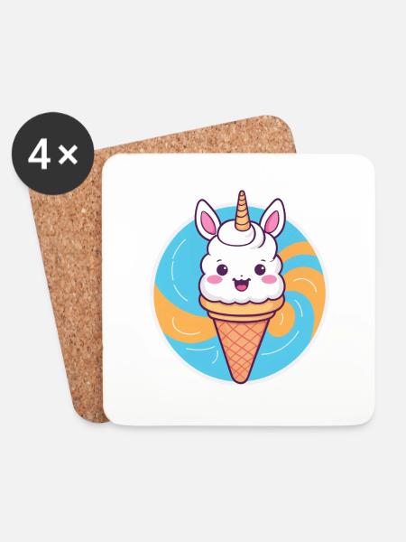 Eis mit Ohren - Untersetzer (4er-Set) - Weiß