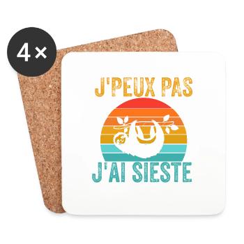 J'peux pas j'ai sieste - Dessous de verre (lot de 4) - blanc - Devant