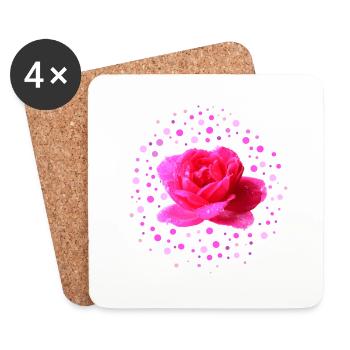 rose rose fête des mères - Dessous de verre (lot de 4) - blanc - Devant